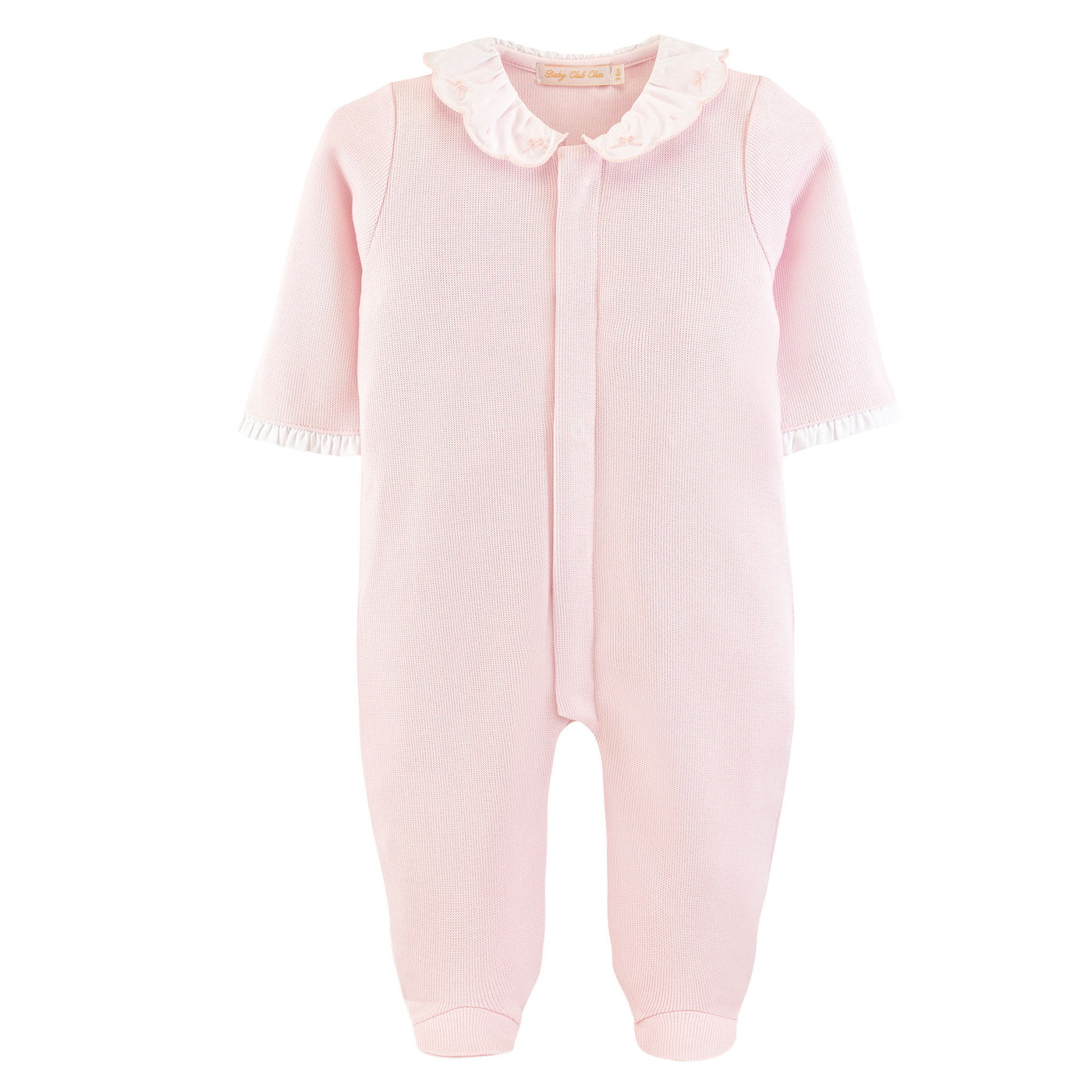 Pink English Knot Footie w/ Embroidered Collar - Baby Club Chic