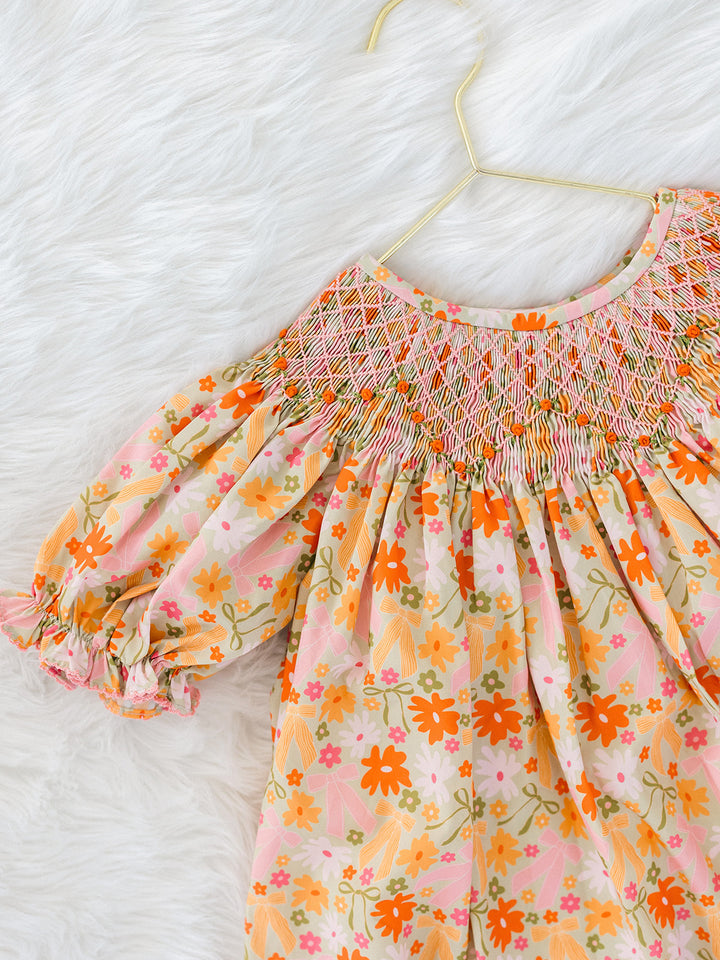Fall Flowers Smocked Dress - Poppy Kids