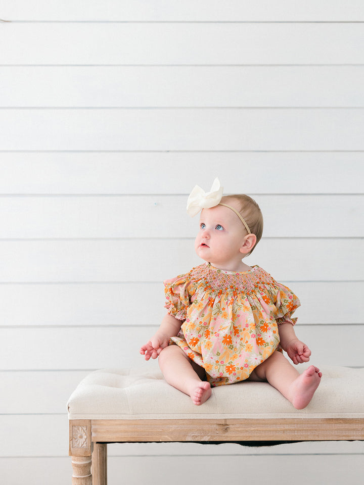 Fall Flowers Smocked Bubble - Poppy Kids