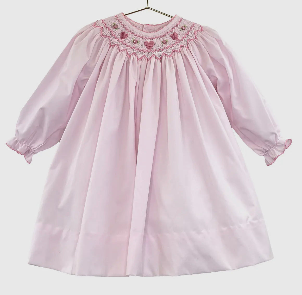 Pink Smocked Heart Dress - Petit Ami