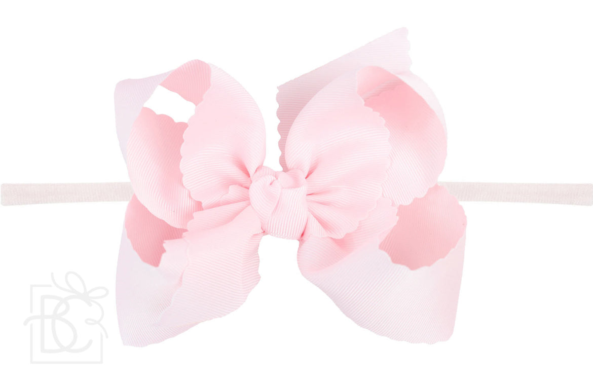 Powder Pink Scalloped Headband Bow - Beyond Creations