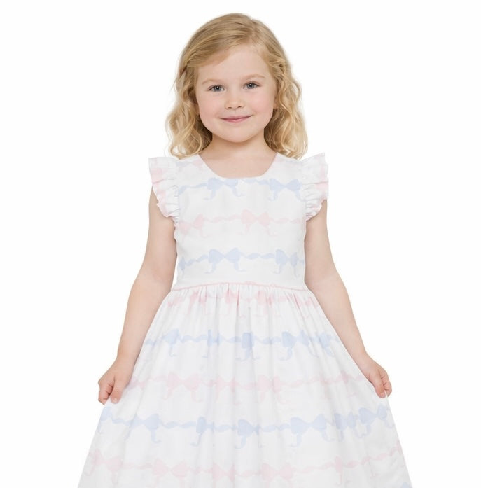 Pink & Blue Bow Dress - Anavini