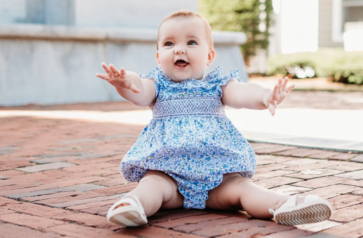 Floral Smocked Bubble - Maddie & Connor