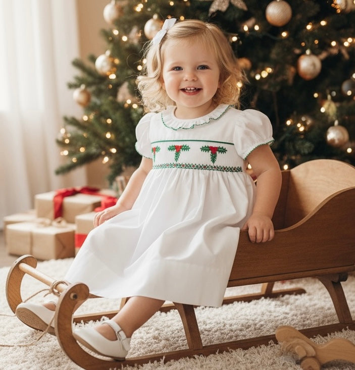 Girls Smocked Holly Collection - Lulu Bebe