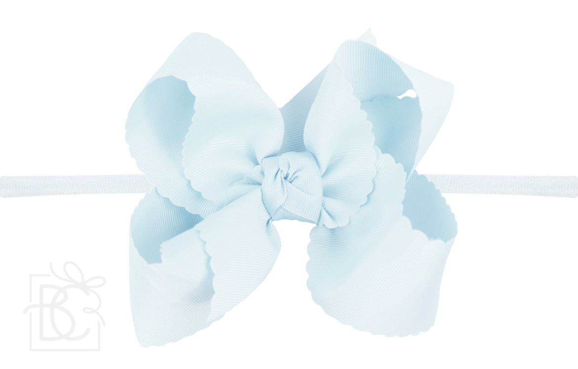 Powder Blue Scalloped Headband Bow - Beyond Creations