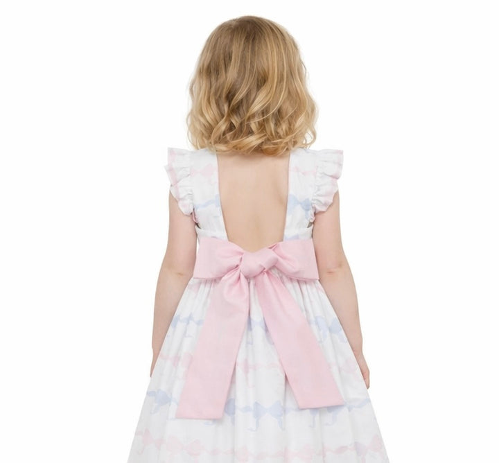 Pink & Blue Bow Dress - Anavini