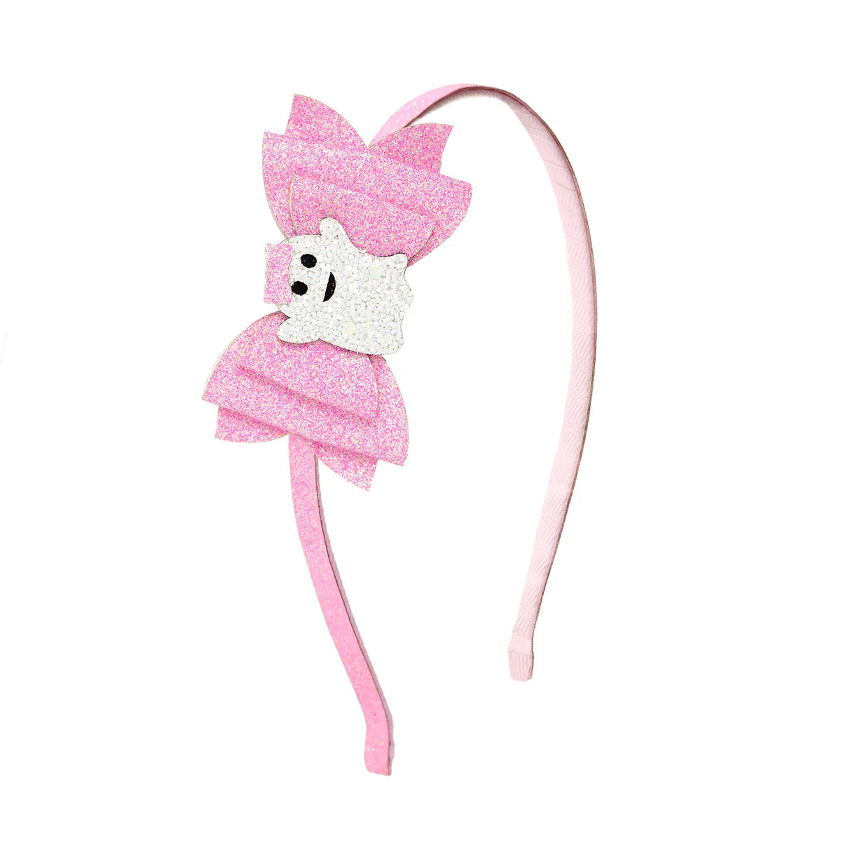 Pink Girly Ghost Halloween Bow Headband - Sweet Pink