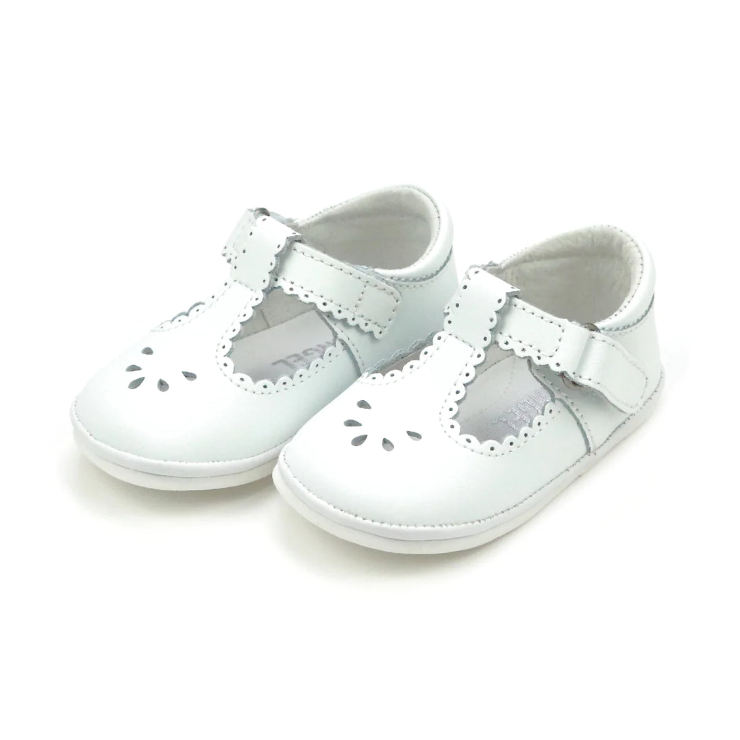 White Scalloped T-Strap Mary Jane Shoes - L'Amour Angel