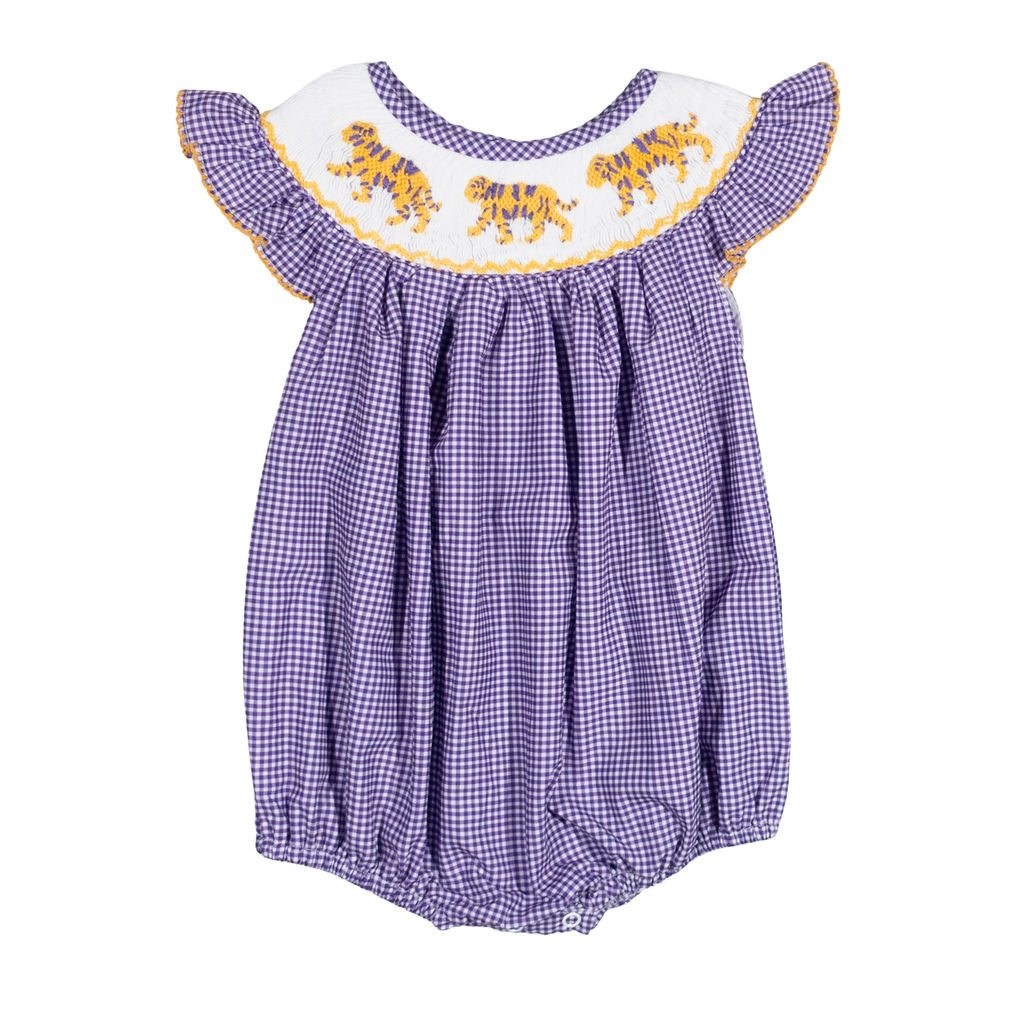 Smocked Tiger Girls Bubble - Shop Teeta