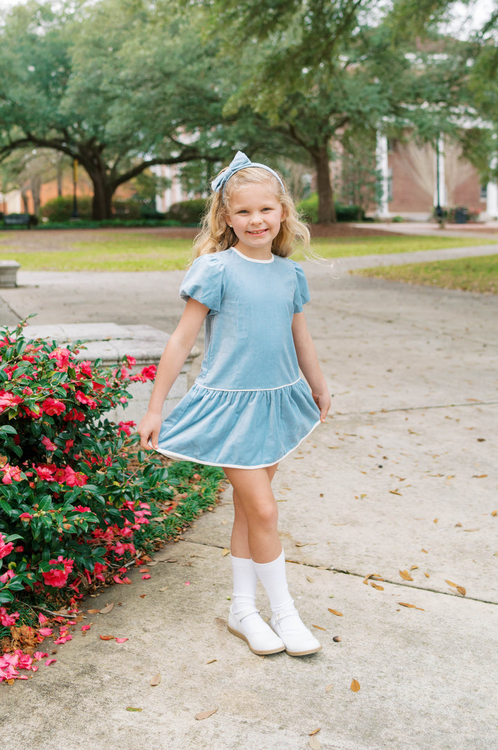 Beaufort Blue Velvet, Winter White Velvet Dress - Lullaby Set