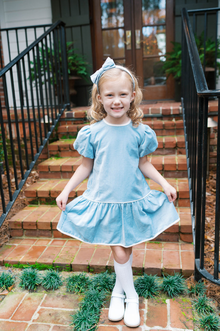 Beaufort Blue Velvet, Winter White Velvet Dress - Lullaby Set