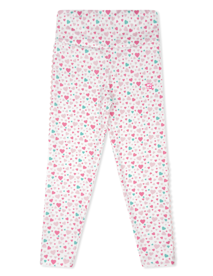 Girl's leggings with a heart pattern on a white background