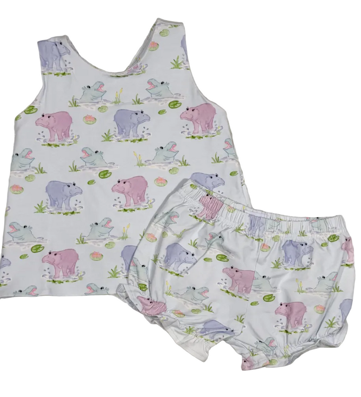 Magnolia Marsh Hippos Bloomer Set - Three Little Ducks