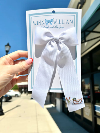 Mallard White Long Tail Bow - Winn and William