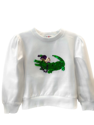 Sequin Mardi Gras Alligator Shirt - Lulu Bebe