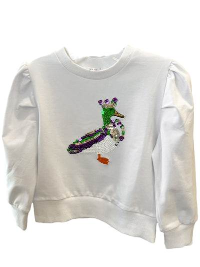 Sequin Mardi Gras Duck Shirt - Lulu Bebe