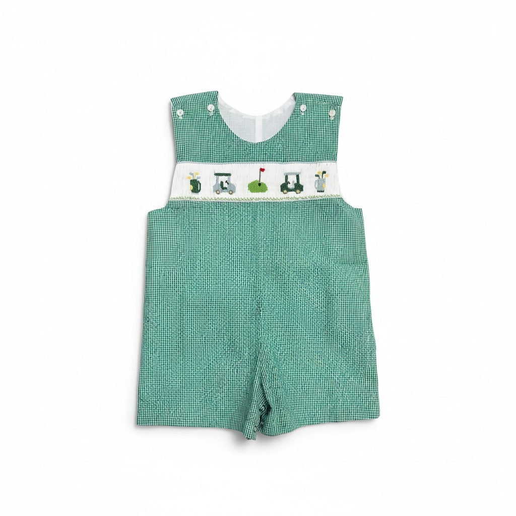 Smocked Golf Shortall Jon Jon - Lulu Bebe