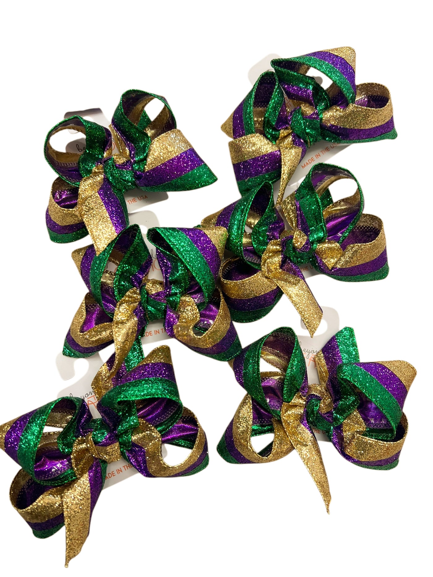 Glitter Mardi Gras Bow - Beyond Creations