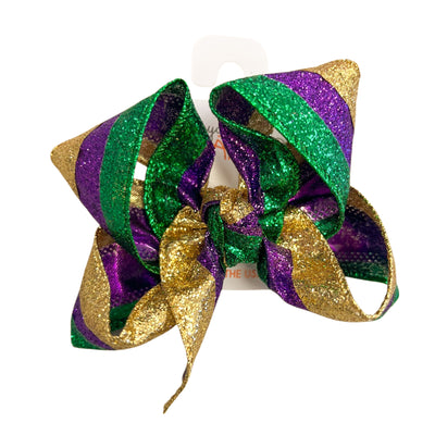 Glitter Mardi Gras Bow - Beyond Creations