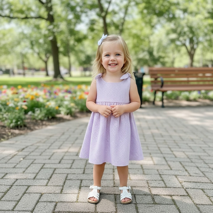 Lavender Gingham Swing Dress - Color Works