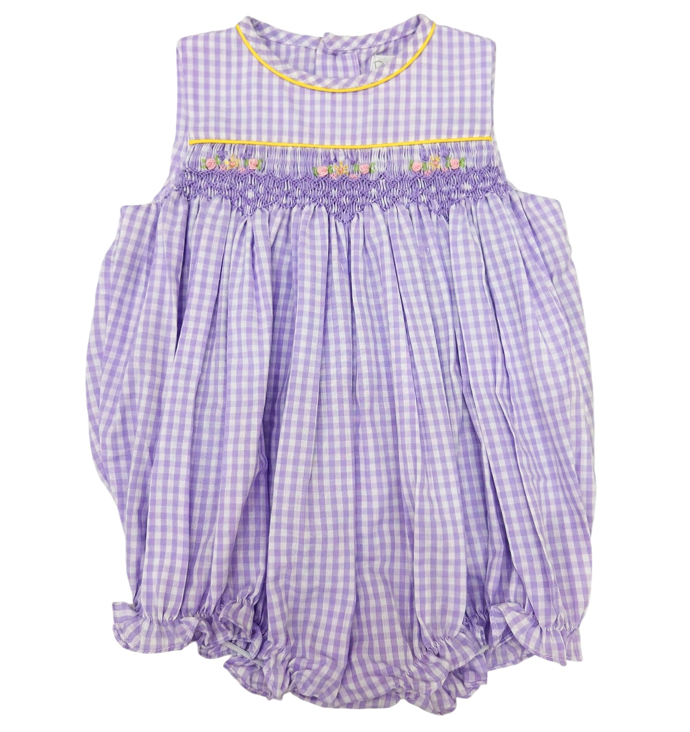 Purple & Yellow Smocked Girls Bubble - Petit Ami