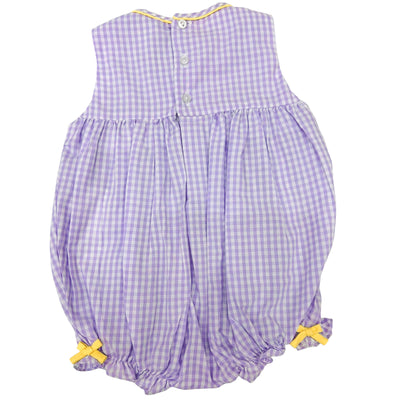 Purple & Yellow Smocked Girls Bubble - Petit Ami