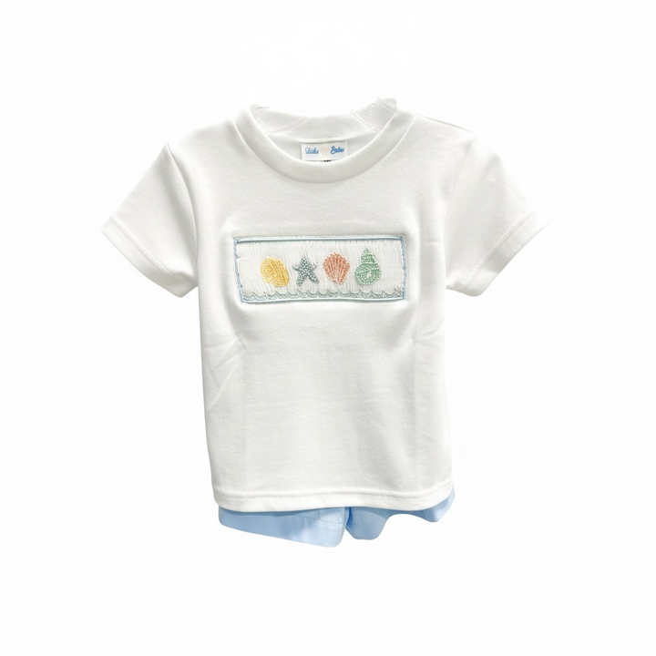 Boys Seashell Smocked Short Set - Lulu Bebe