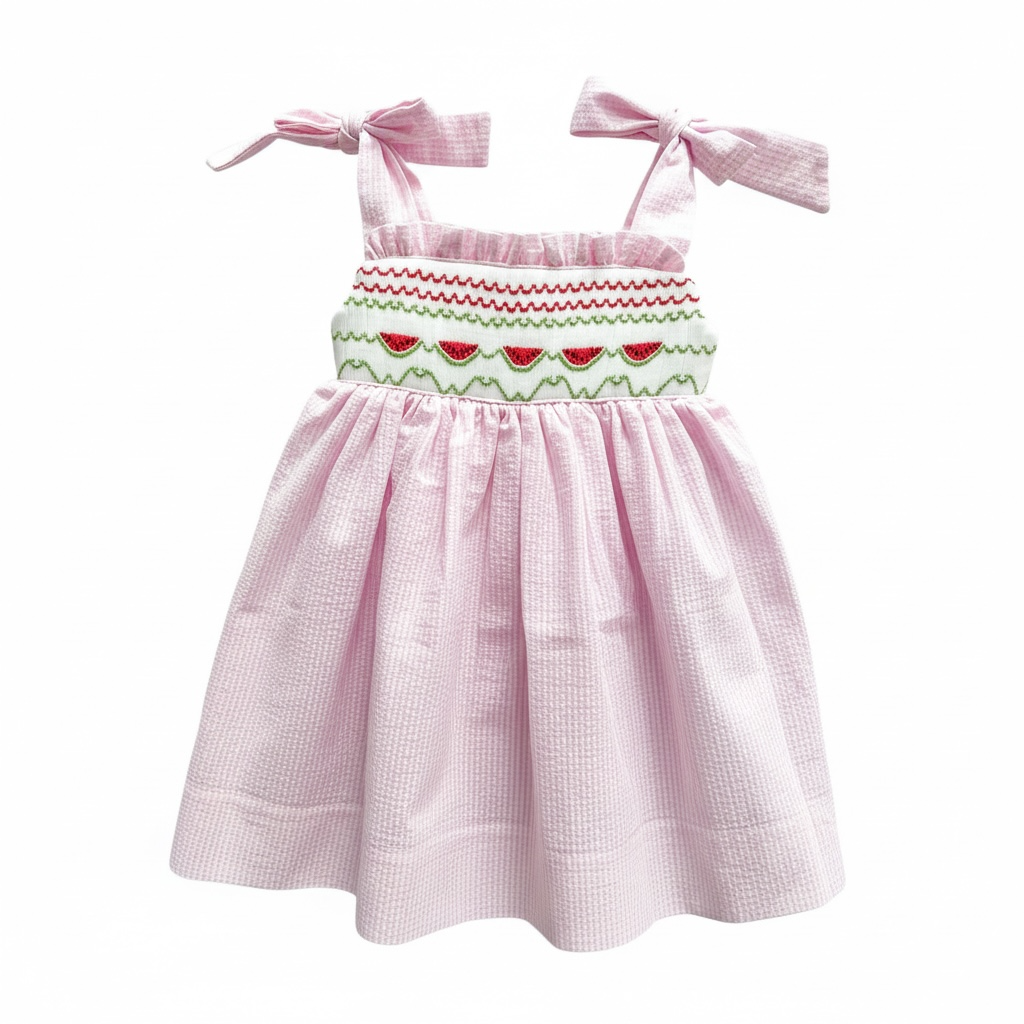 Smocked Watermelon Dress - Lulu Bebe