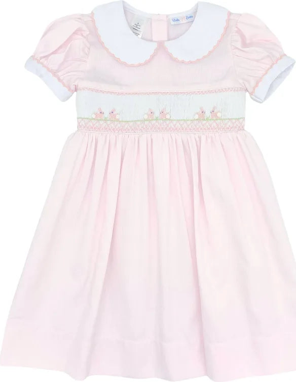 Pink Smocked Bunny Dress - Lulu Bebe