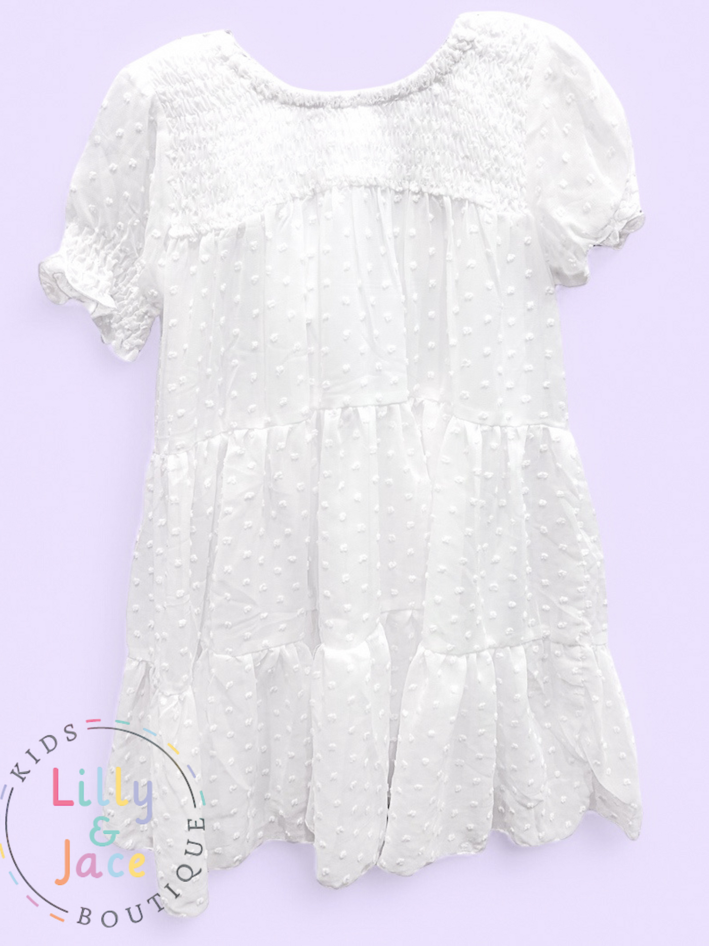 White Ruffle Tier Dress - Lulu Bebe