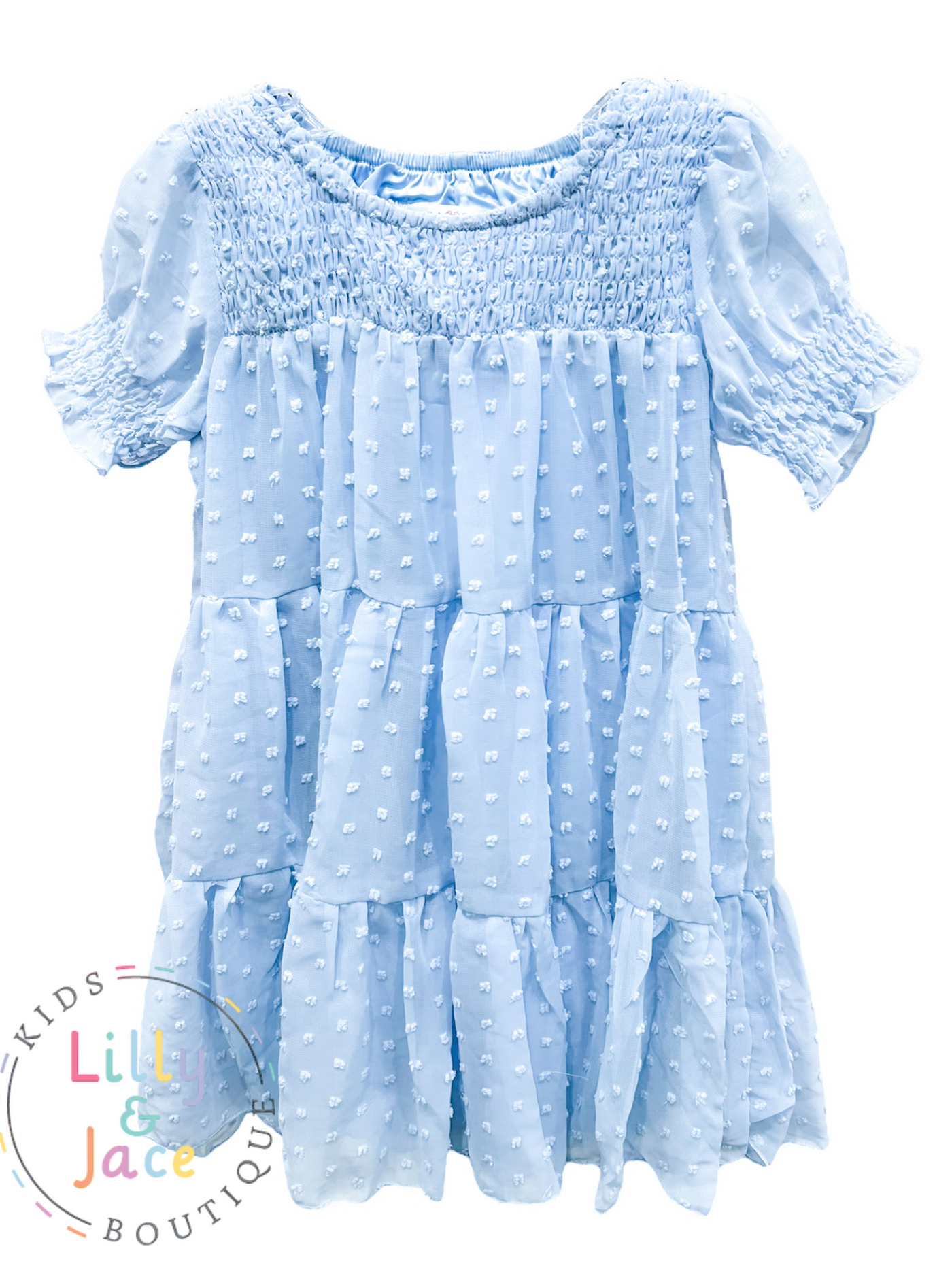 Blue Ruffle Tier Dress - Lulu Bebe