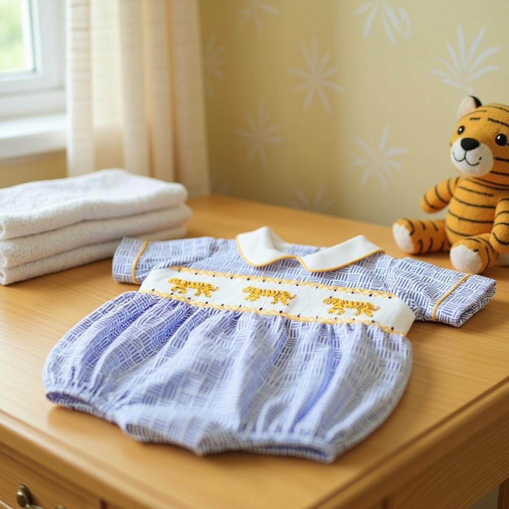 Smocked Tigers Boys Bubble - Ruth and Ralph