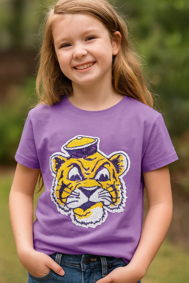 Sequin Tiger Shirts - Lavender
