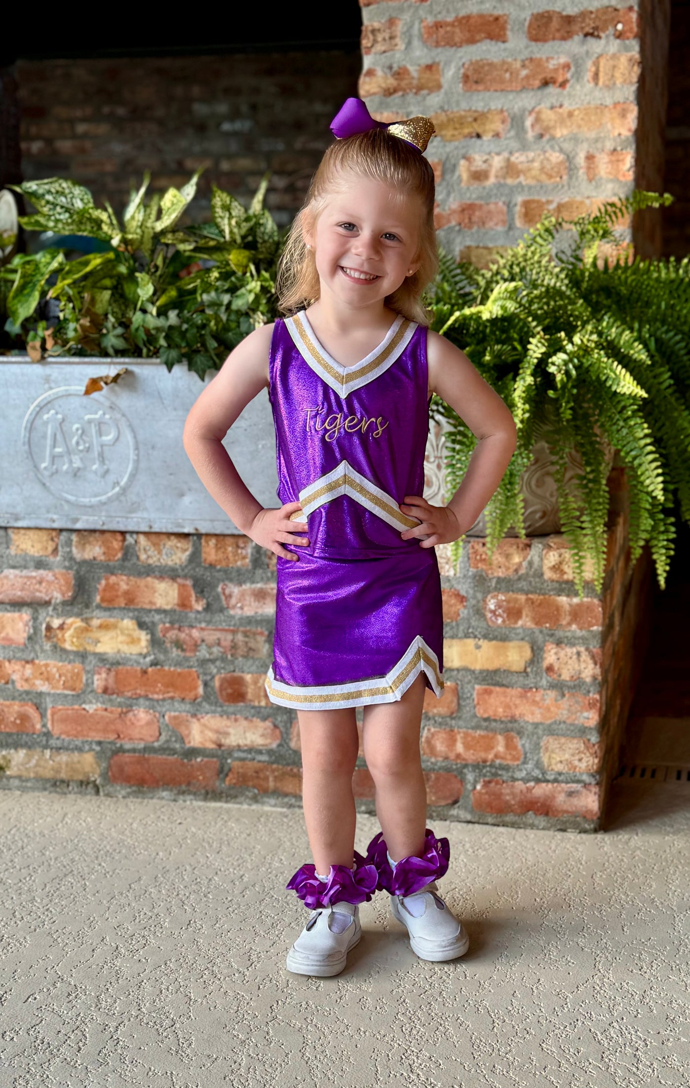 Shimmer Purple & Gold Cheer Outfit Set - Azarhia