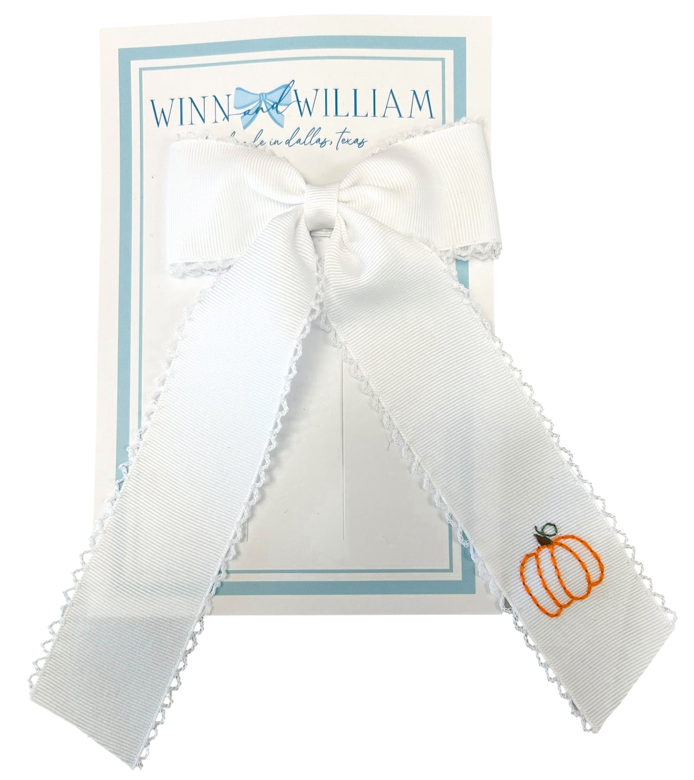 Pumpkin Moonstitch Ribbon Bow - Winn and William