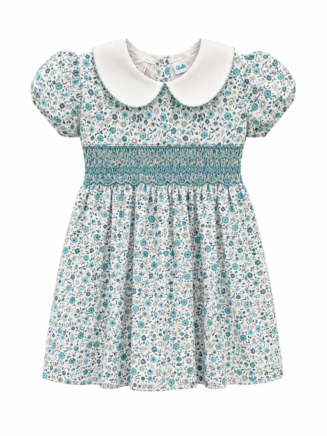 Smocked Aqua Floral Collection - Lulu Bebe