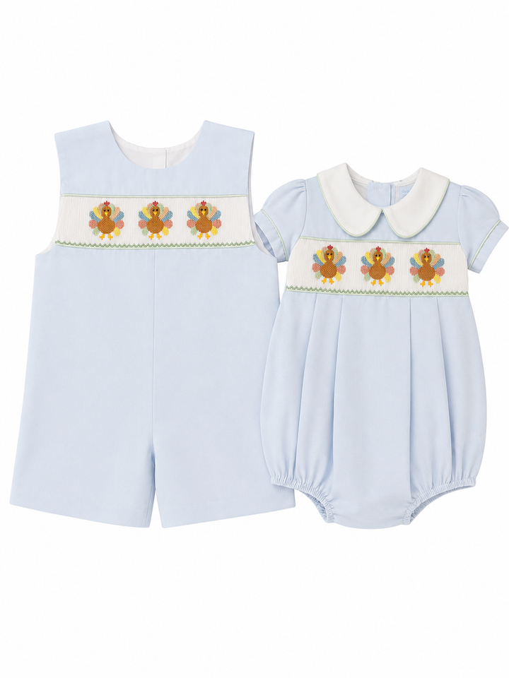 Boys Smocked Pastel Turkey Collection - Lulu Bebe