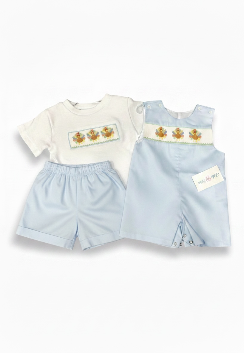 Boys Smocked Pastel Turkey Collection - Lulu Bebe