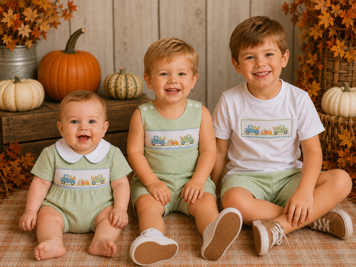 Boys Smocked Pumpkin Collection - Lulu Bebe