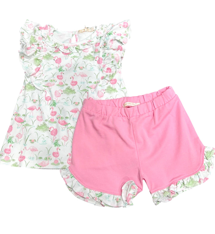 Flamingo Paradise Short Set - Baby Club Chic