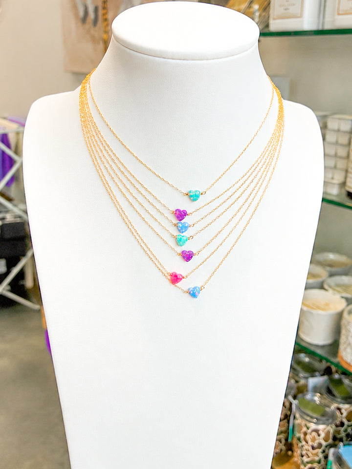Opal Heart Elite Chain Necklace - bara boheme