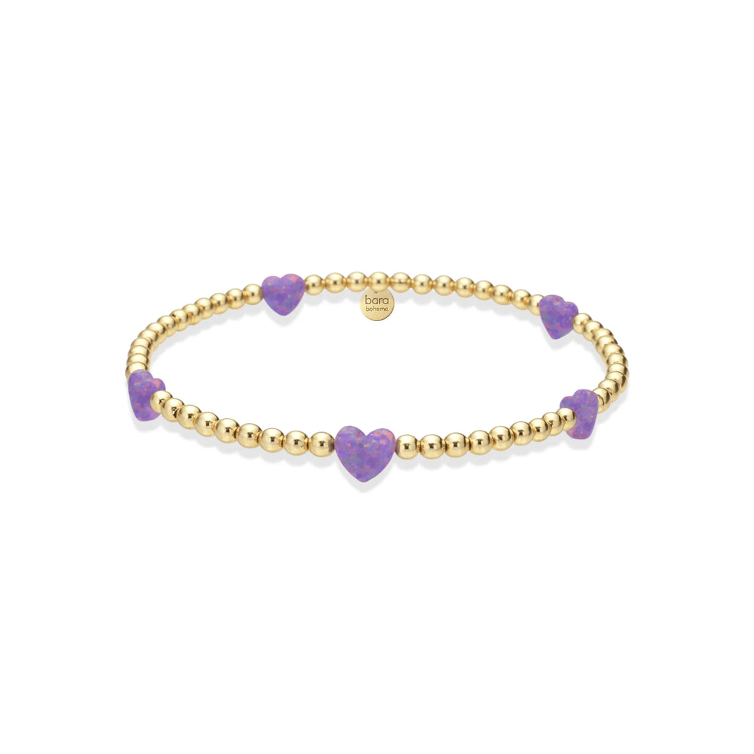Opal Hearts Beaded Gold Bracelet - bara boheme