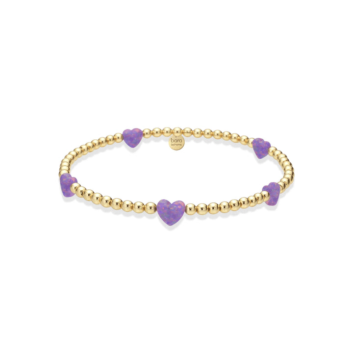 Opal Hearts Beaded Gold Bracelet - bara boheme
