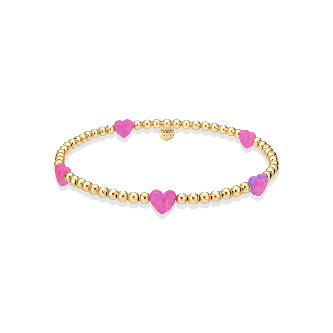Opal Hearts Beaded Gold Bracelet - bara boheme