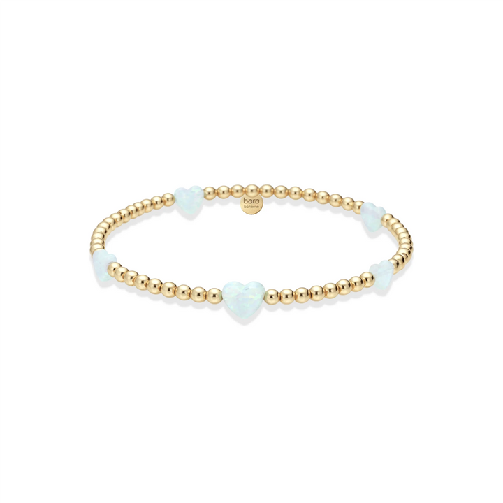 Opal Hearts Beaded Gold Bracelet - bara boheme