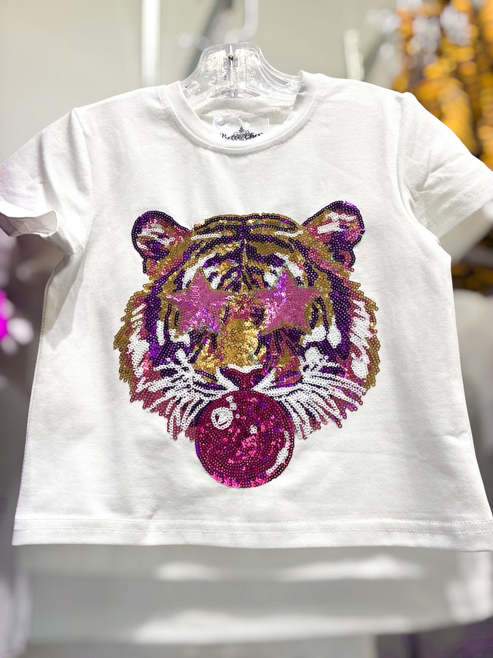 Sequin Tiger Bubble Shirt - Belle Cher