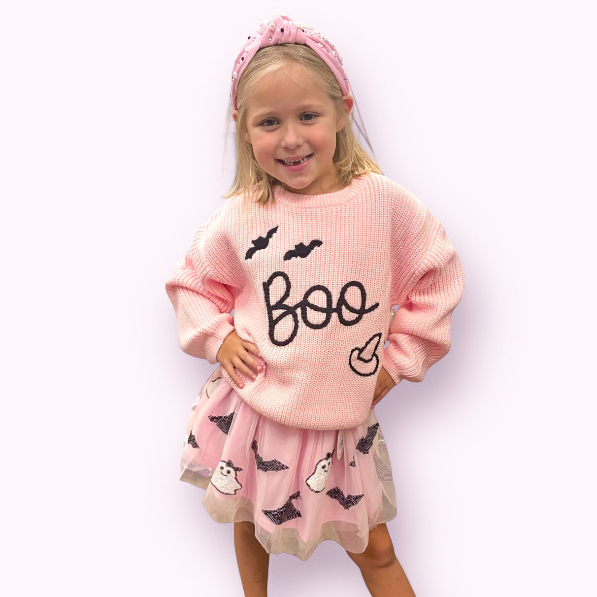 Pink "Boo" Knit Sweater - Sweet Wink