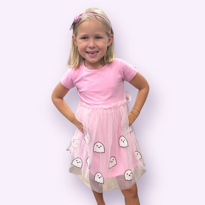 Ghost Sequin Halloween Short Sleeve Tutu Dress - Sweet Wink