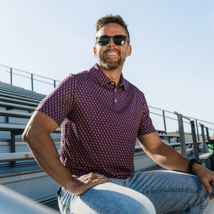 Men’s Purple & Gold Football Polo