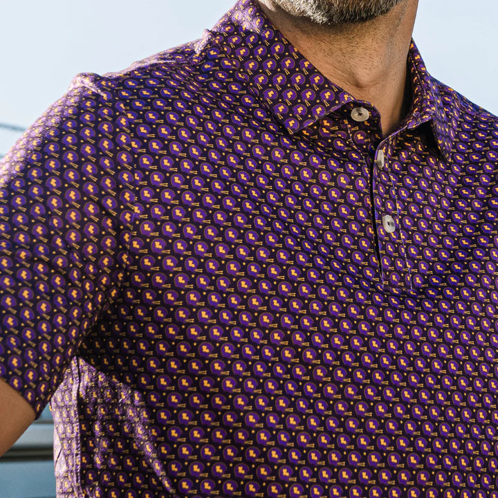 Men’s Purple & Gold Football Polo
